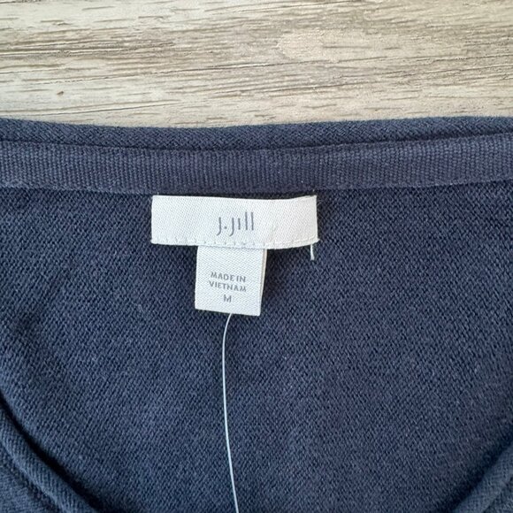 J Jill NWT navy long sleeve sweater tunic fringe hem size medium O54 - Picture 3 of 9